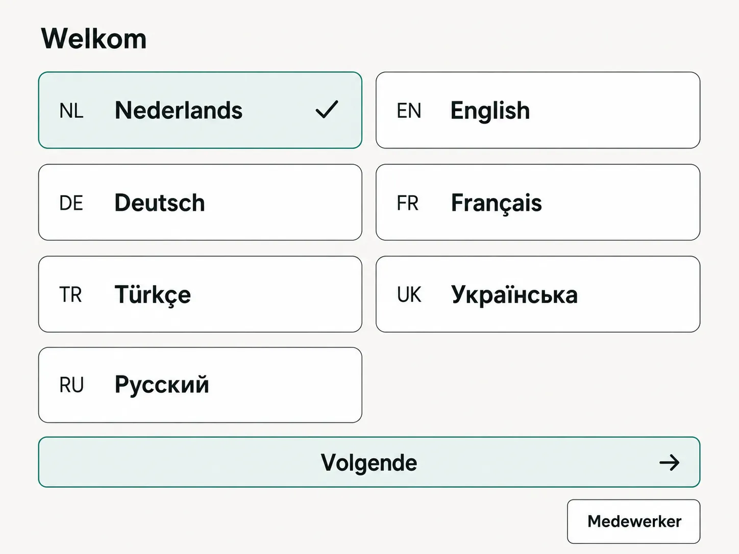 Digitale Anamnese auf dem Tablet — Nederlands, English, Deutsch, Français, Türkçe, Українська, Русский